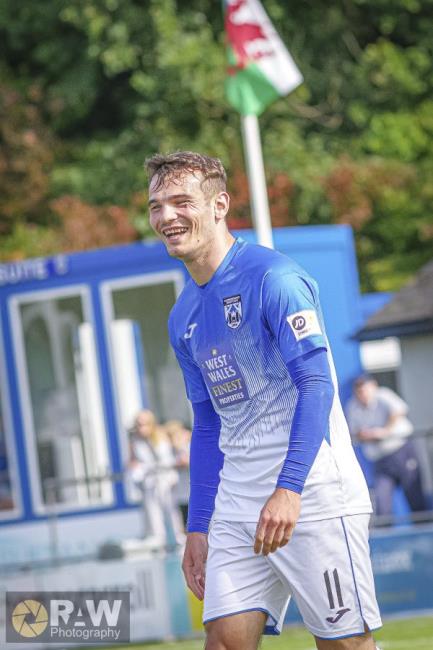 Jordan Davies - scores vital second half penalty for Haverfordwest County Jordan Davies - scores vital second half penalty for Haverfordwest County